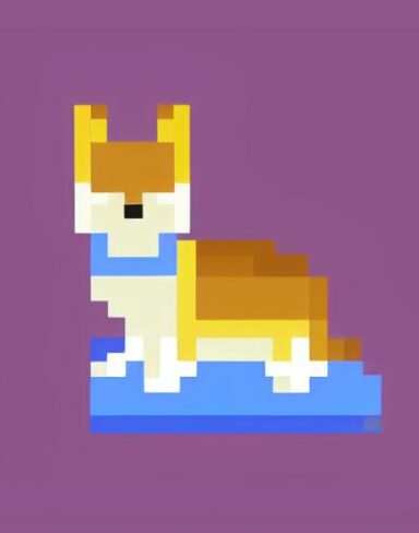 A deer sitting in front of a blue background