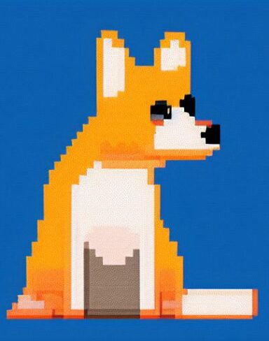 A deer sitting in front of a blue background