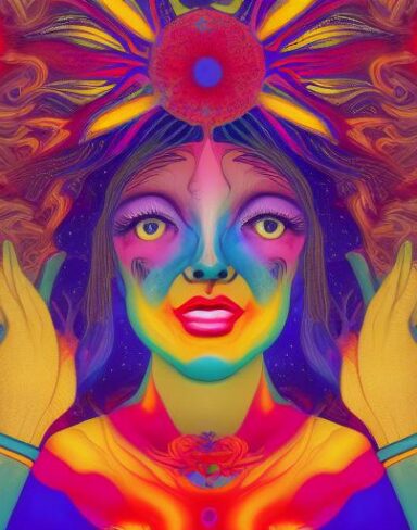 A digital Psychedelic painting inspired by Amanda Sage