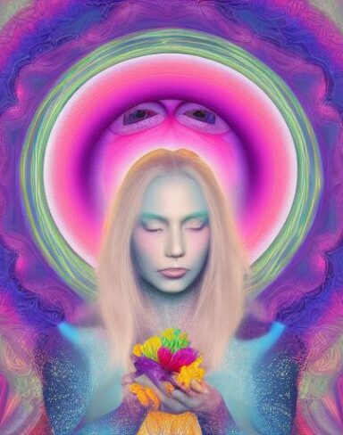 A digital Psychedelic painting inspired by Amanda Sage