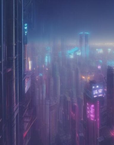 A digital city with lots of buildings