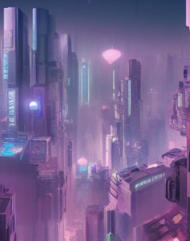 A digital city with lots of buildings