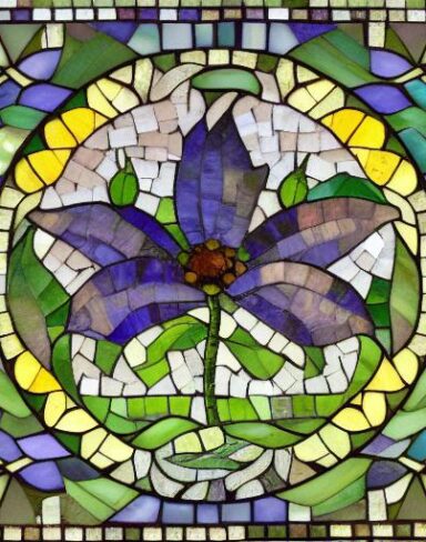 A flower on a mosaic