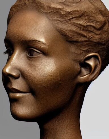 A girl bronze bust sculpture