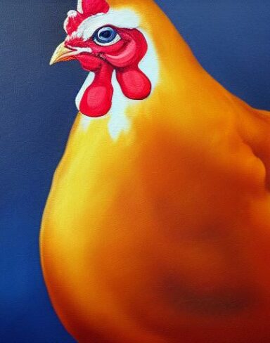 A painting of the hen