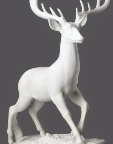 A white deer statue