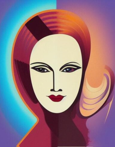 Art deco poster with a woman face