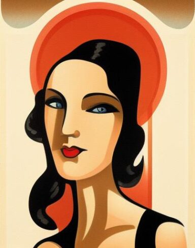 Art deco poster with woman face