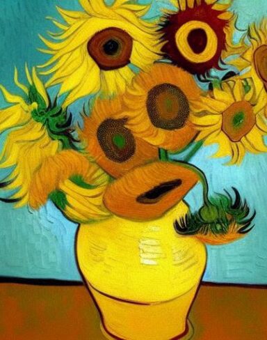 Art painting of sunflowers
