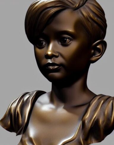 Bronze bust sculpture of girl