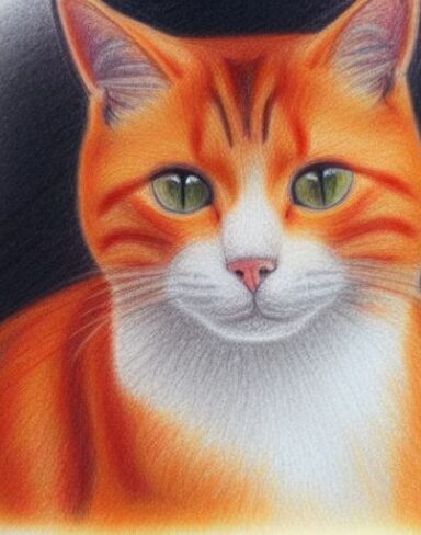 Crayon drawing of a cat