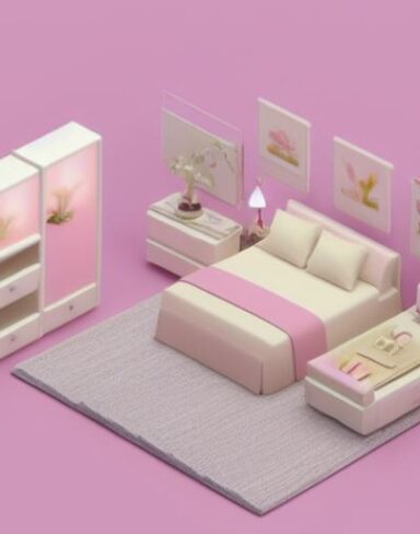 Cute isometric bedroom
