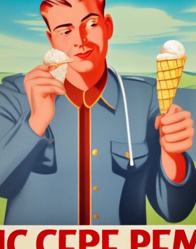 Man holding a cup of ice cream
