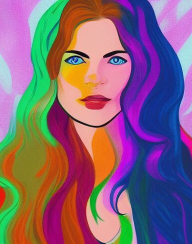 Painting of woman with long hair