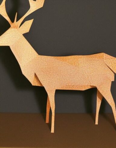 Paper cut of a deer in a forest