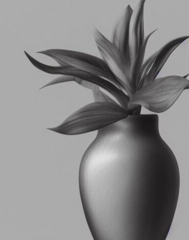 Pencil drawing of a plant in the vase