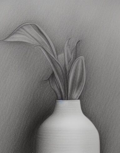 Pencil drawing of a plant in vase