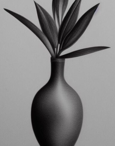 Pencil drawing of a plant in vase