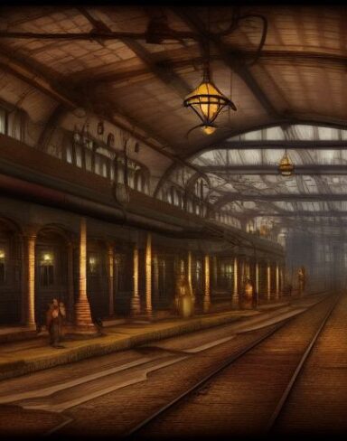 Station under steampunk style