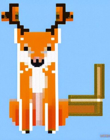 The deer in front of blue background