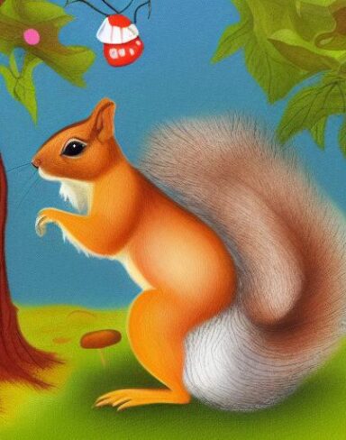 The squirrels and mushroom