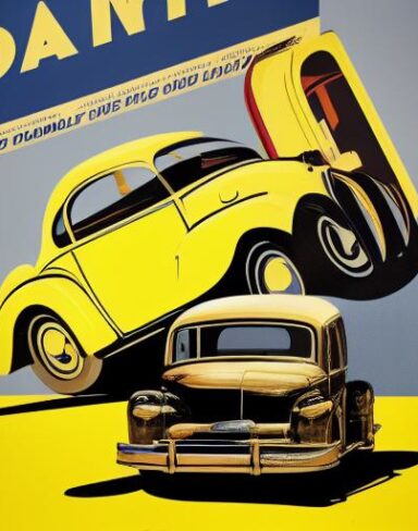 The vintage poster of automobile advertisement