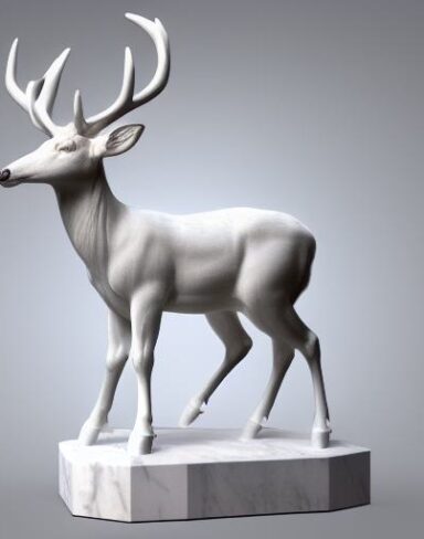 White color statue of a deer