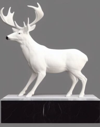 White color statue of a deer
