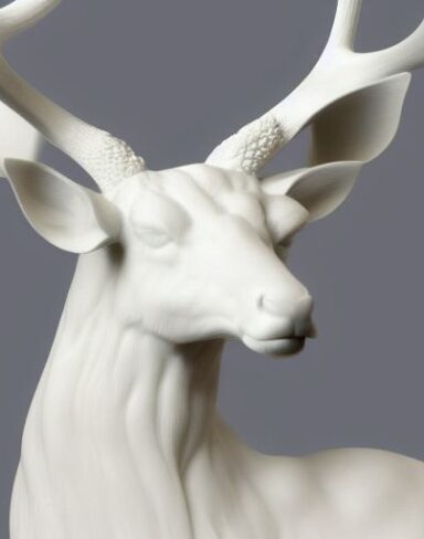 White color statue of deer