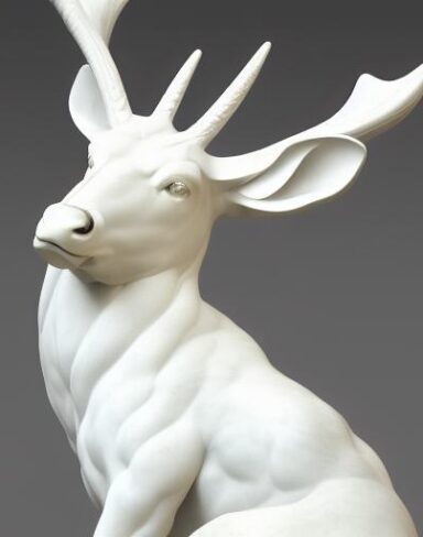 White color statue of deer