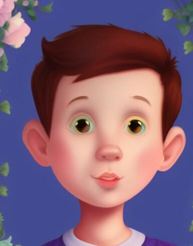 A boy with a flower background
