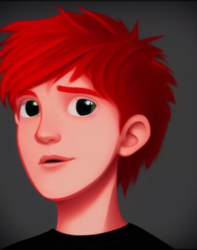 A boy with red hair