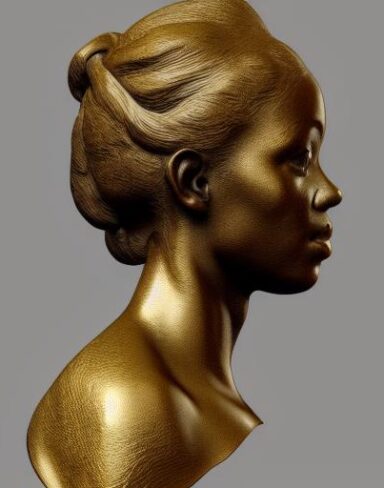 A bronze bust of young lady
