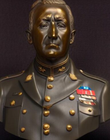 A bust of one man in a military uniform