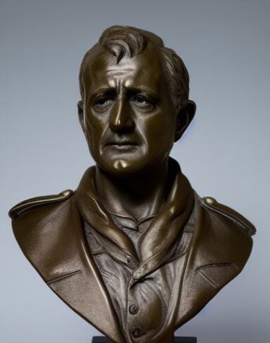 A bust of the man in a military clothes
