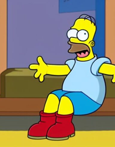 A cartoon character sitting on a chair