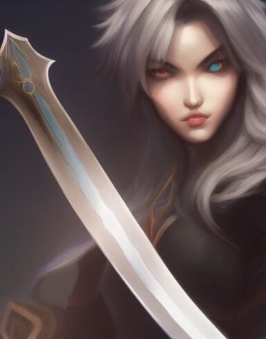 A close up of a person holding a sword