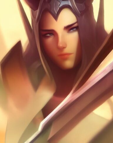 A close up of a person holding a sword