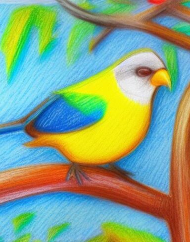 A colorful bird on a branch of trees