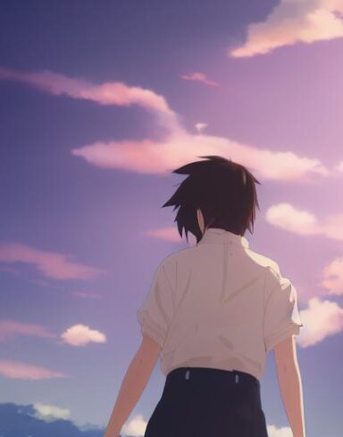 A couple of anime characters with beautiful face standing next to each other