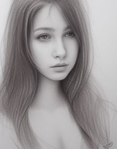 A drawing of a elegant young girl with long hair