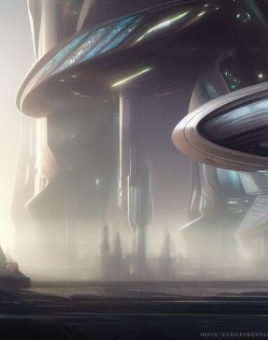 A futuristic city in the sky