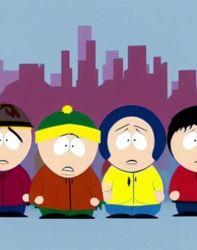 A group of cartoon characters south park