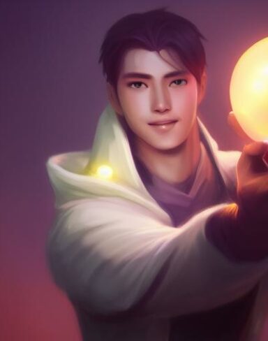 A man holding a glowing ball in his hand