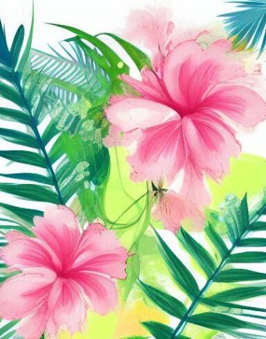 A painting of flowers on a white background