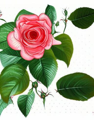 A painting of roses on a white background
