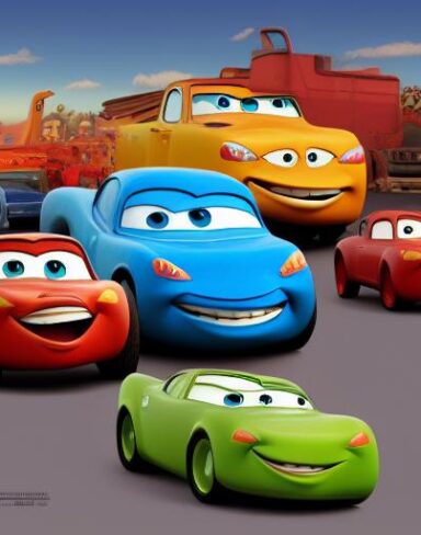 A picture by Pixar characters