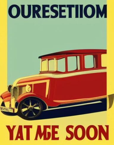 A vintage poster advertising a vintage car station