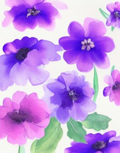 A watercolor painting of floral on a white background by Sydney Carline