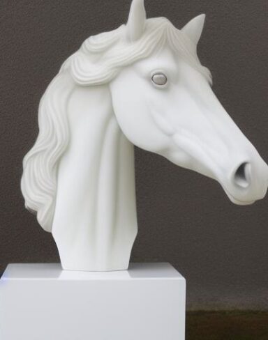 A white horse head statue